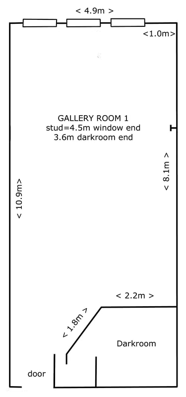 Photospace Gallery layout - Room 1, exhibition space in Wellingto CBD,  Photospace Gallery Photography, Wellington New Zealand