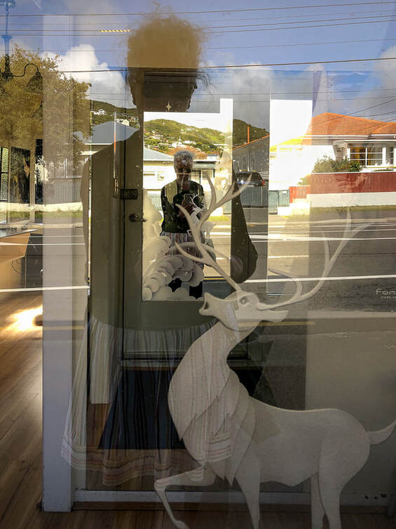 Mary Macpherson - Self portrait with stags - Mary Macpherson, 'A Month of Sundays - Responses to the Covid-19 Lockdown' online exhibition at PhotospaceGallery.nz