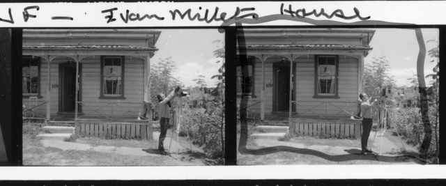 John Fields in front of Ivan Millet's house c.1969, Photospace Gallery Wellington new Zealand, Galerie Langman