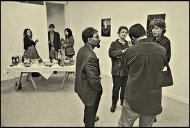 Early on during the 1st exhibition opening at Photospace Gallery, Dec. 1998. Photo by Reg Feuz