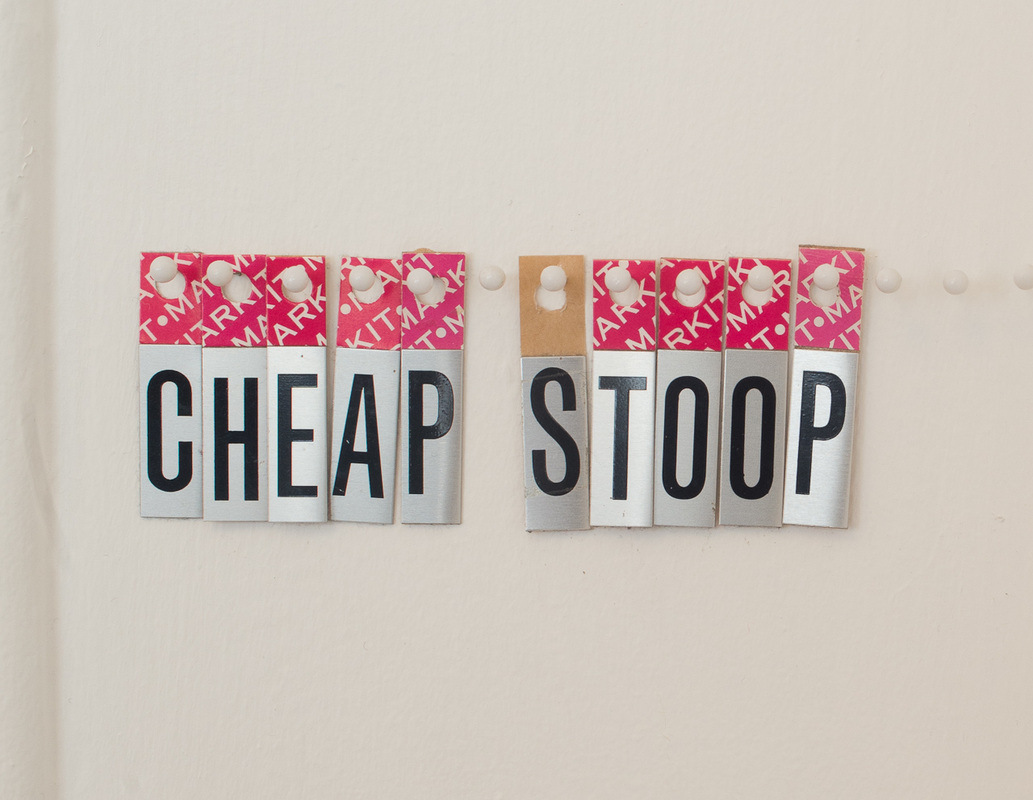 PHOTOSPACE anagram art installation - cheap stoop