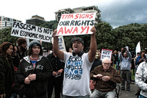 Anti TPPA rally, 7 March 2015, Parliament grounds, Wellington, Photospace Gallery January 2016, protest photography