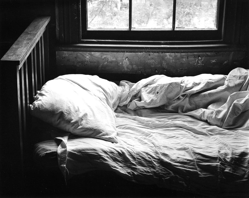 'Bed, Union Street' - vintage silver-gelatin contact print by John Fields, New Zealand fine art photography, Photospace Gallery Wellington NZ