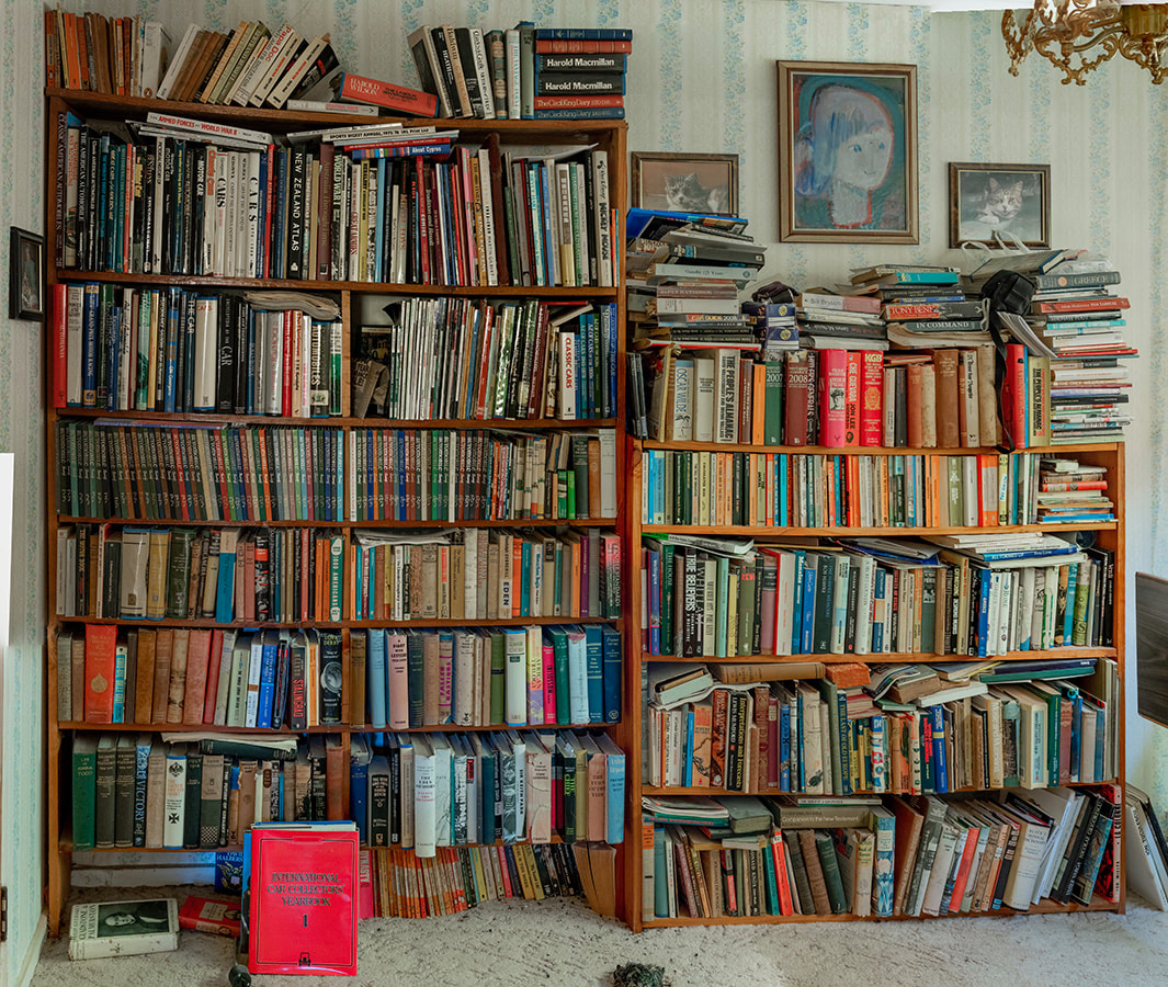 Lucien Rizos - 'Bookcase in the spare bedroom'  - from the project, 'A Man Of His Time', photography during the covid-19 lockdown in New Zealnd, Photospace Gallery contemporary New Zealand photography wellington nz, a month of sundays online exhibition