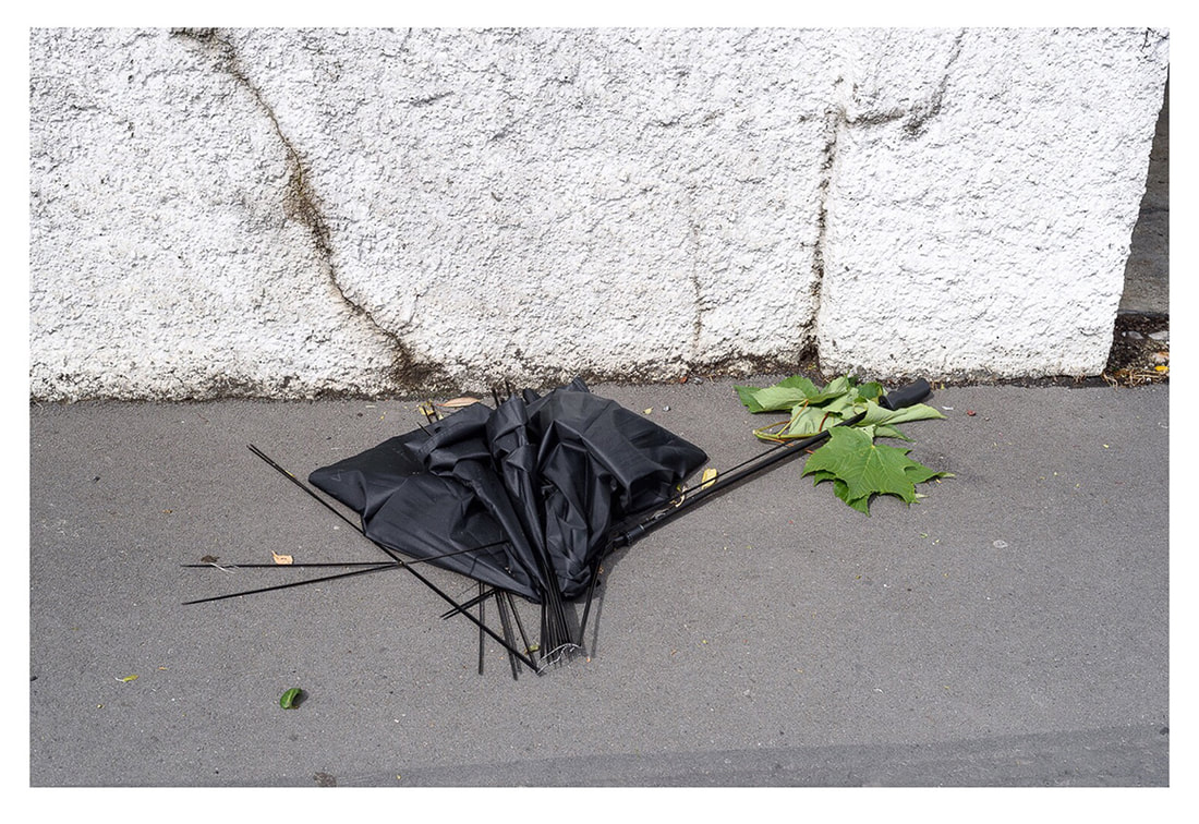 Peter Black - untitled 14, April 2020, A Month of Sundays - Responses to the Covid-19 Lockdown' online exhibition at PhotospaceGallery.nz, photography during covid-19 lockdown in New Zealand, dead umbrella