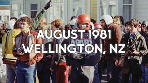 Video by Hans Weston Films, interview with james Gilberd of Photospace gallery and Photography Aotearoa about brian de Montalk's photos of protest against the 1981 Springbok rugby tour of New Zealand, protest photography, anti-Springbok tour protest in Wellington 29 August 1981, colour film photography, documentary photography on colour film, 